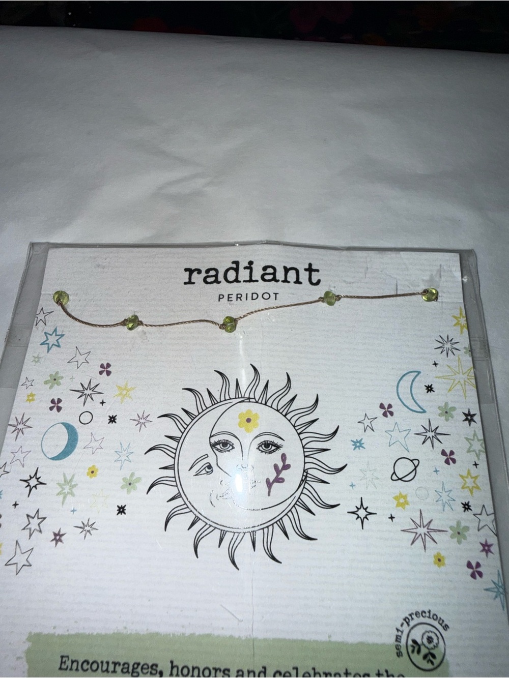 Radiant Peridot Sun Necklace — Green Bead Accent
